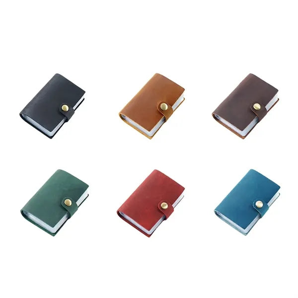 Leather Multi-Slot Large-Capacity Card Case Holder W/Snap