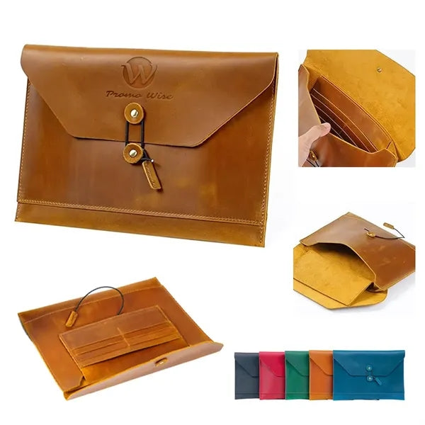 Inner Card Slot Slim Full Grain Leather Computer Briefcase