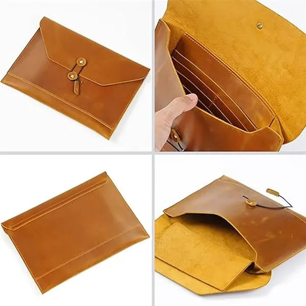 Inner Card Slot Slim Full Grain Leather Computer Briefcase