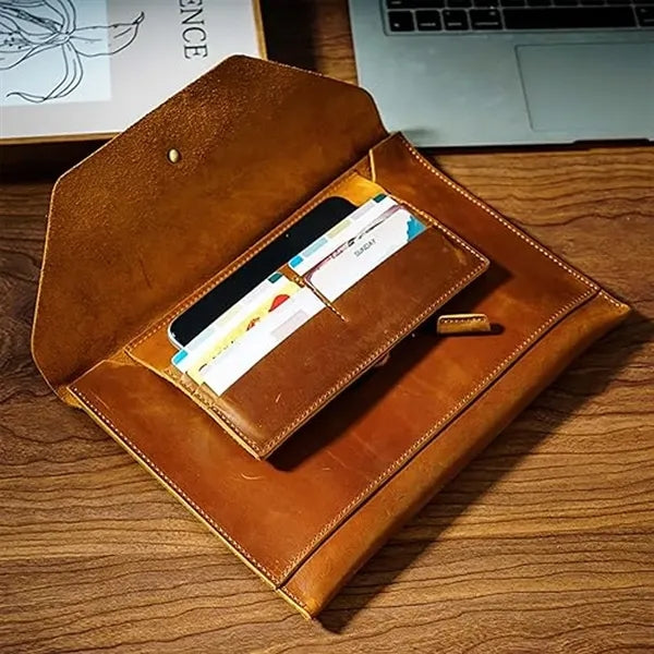 Inner Card Slot Slim Full Grain Leather Computer Briefcase