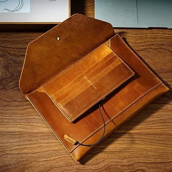 Inner Card Slot Slim Full Grain Leather Computer Briefcase
