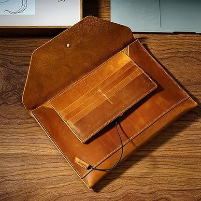 Inner Card Slot Slim Full Grain Leather Computer Briefcase