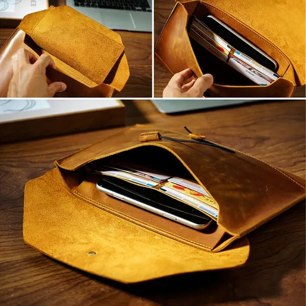 Inner Card Slot Slim Full Grain Leather Computer Briefcase