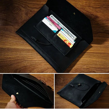Inner Card Slot Slim Full Grain Leather Computer Briefcase
