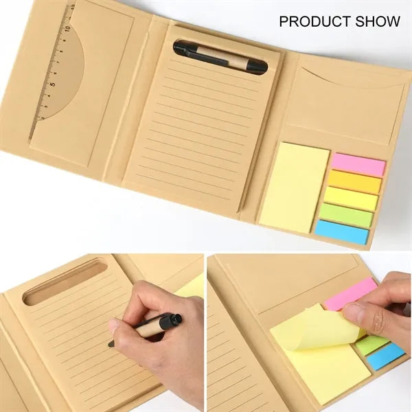 Multifunctional Kraft Paper Sticky Notepad Memo With Ruler