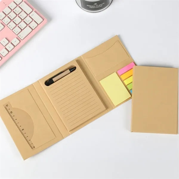 Multifunctional Kraft Paper Sticky Notepad Memo With Ruler