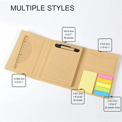 Multifunctional Kraft Paper Sticky Notepad Memo With Ruler