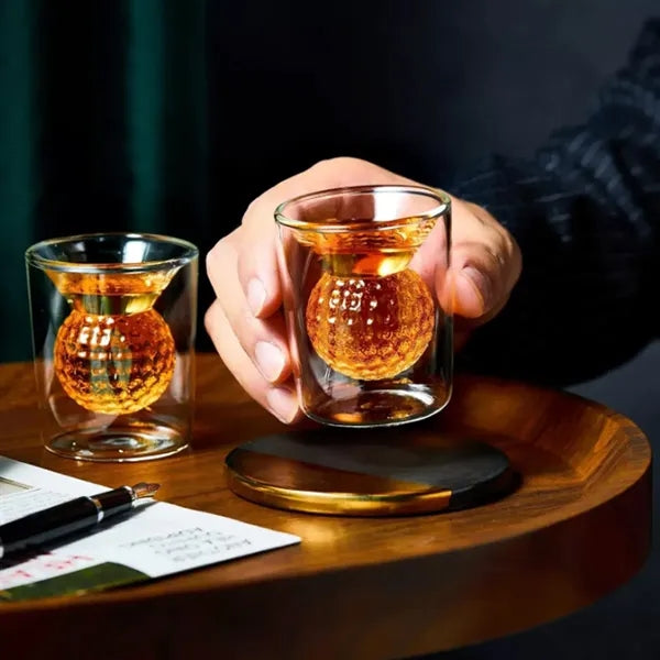 Double Walled 3D Golf Whiskey Glass
