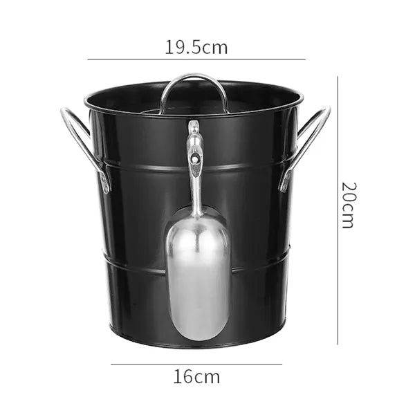 6L Metal Ice Bucket with Scoop & Lid