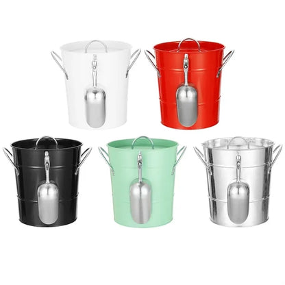 6L Metal Ice Bucket with Scoop & Lid