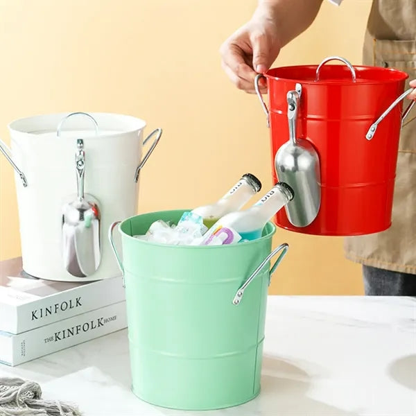 6L Metal Ice Bucket with Scoop & Lid