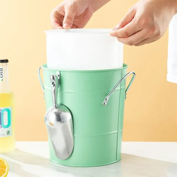 6L Metal Ice Bucket with Scoop & Lid