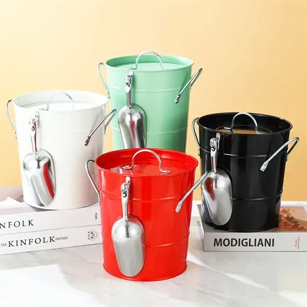 6L Metal Ice Bucket with Scoop & Lid