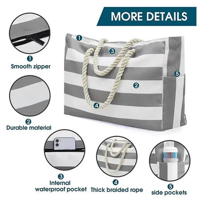 Large Waterproof Beach Tote Bag