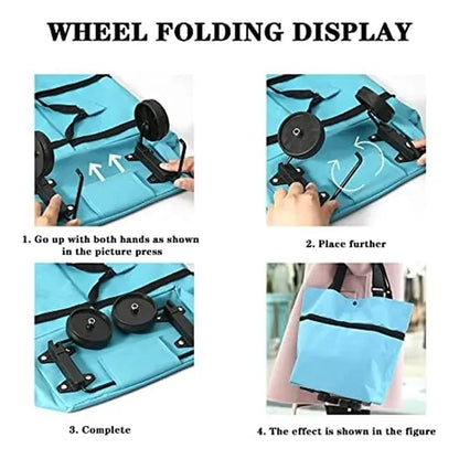 Collapsible Trolley Folding Shopping Bag with Wheels