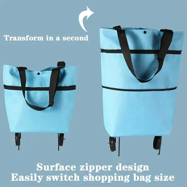 Collapsible Trolley Folding Shopping Bag with Wheels