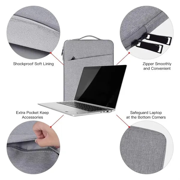Zippered Shockproof Waterproof Dual-Layer Laptop Pouch Bag