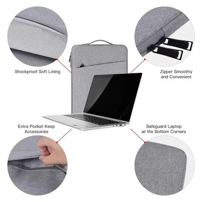 Zippered Shockproof Waterproof Dual-Layer Laptop Pouch Bag
