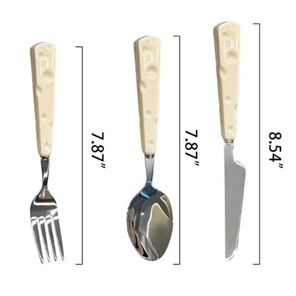 Premium Stainless Cheese Knife Fork Spoon Set Gift Box