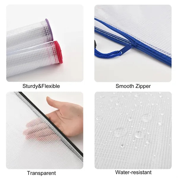 A4 Waterproof Mesh Zipper Document Pouch Bags