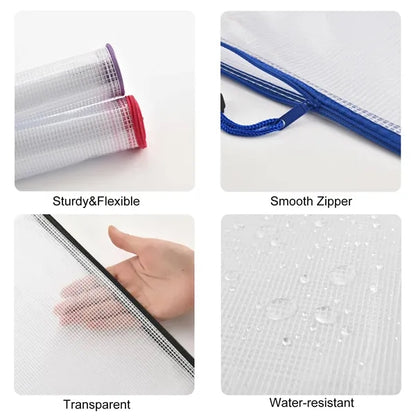A4 Waterproof Mesh Zipper Document Pouch Bags