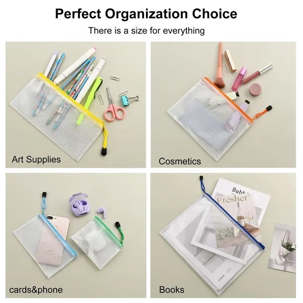 A4 Waterproof Mesh Zipper Document Pouch Bags