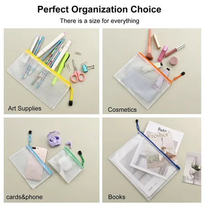 A4 Waterproof Mesh Zipper Document Pouch Bags