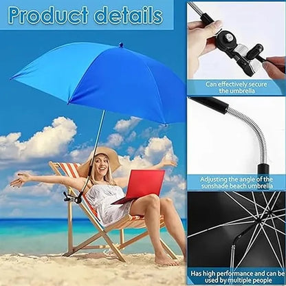 Outdoor Beach Parasol Detachable Clamp Umbrella W/Pouch