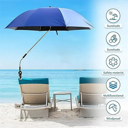 Outdoor Beach Parasol Detachable Clamp Umbrella W/Pouch