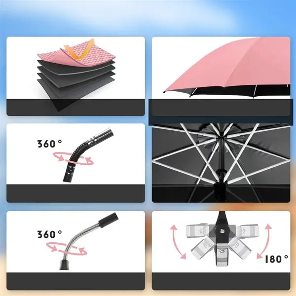 Outdoor Beach Parasol Detachable Clamp Umbrella W/Pouch