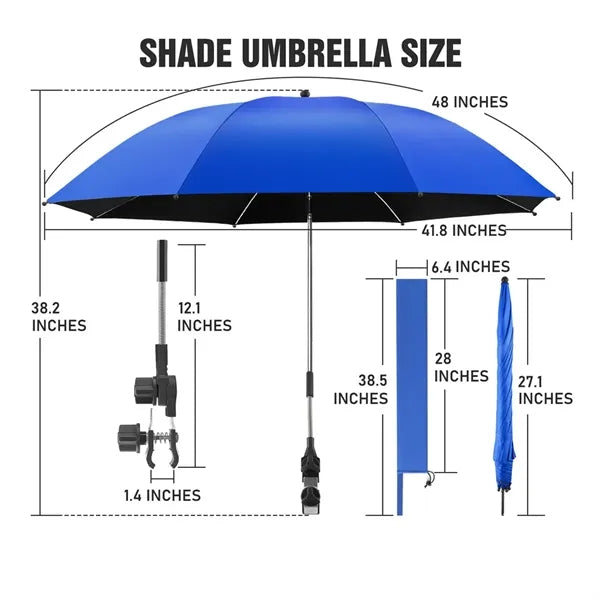 Outdoor Beach Parasol Detachable Clamp Umbrella W/Pouch