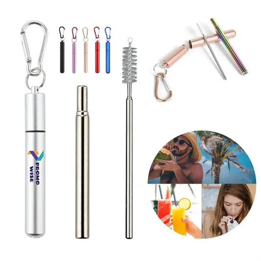 Stainless Steel Three-Section Telescopic Folding Straw