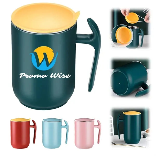Large Capacity Double-Layer Stainless Steel Lid Cup