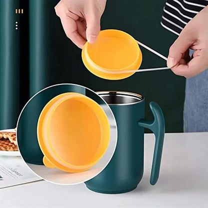 Large Capacity Double-Layer Stainless Steel Lid Cup