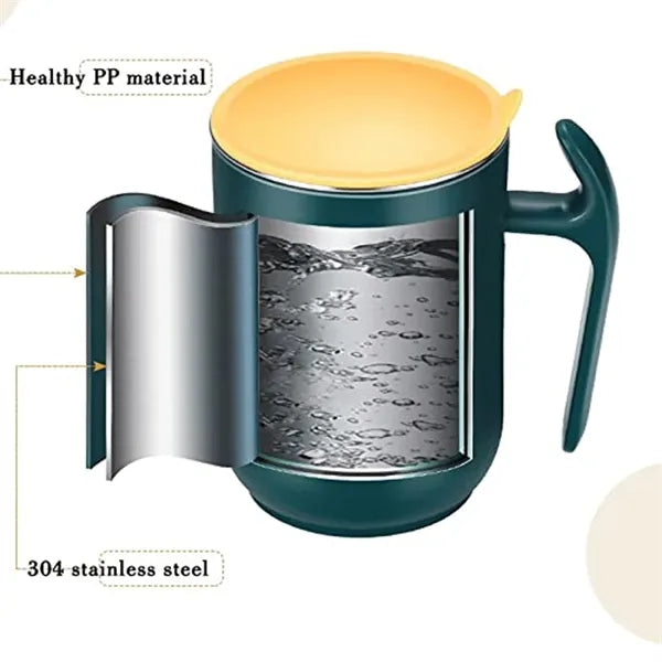 Large Capacity Double-Layer Stainless Steel Lid Cup