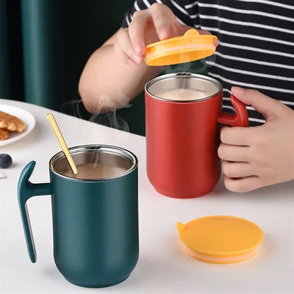 Large Capacity Double-Layer Stainless Steel Lid Cup