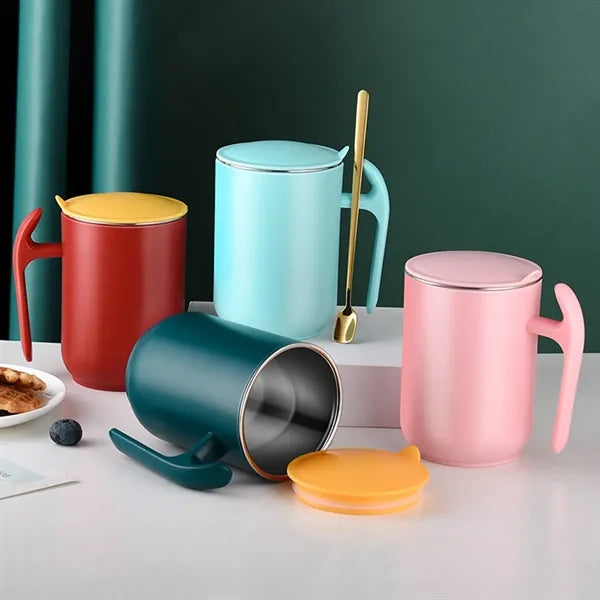 Large Capacity Double-Layer Stainless Steel Lid Cup