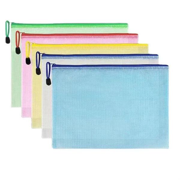 A5 Zippered Mesh Document Bags