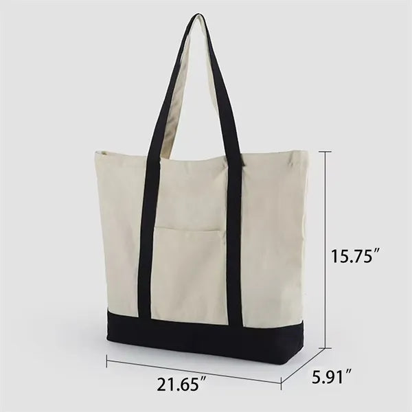 Large Capacity Customizable Tote Bag With Zipper Pocket