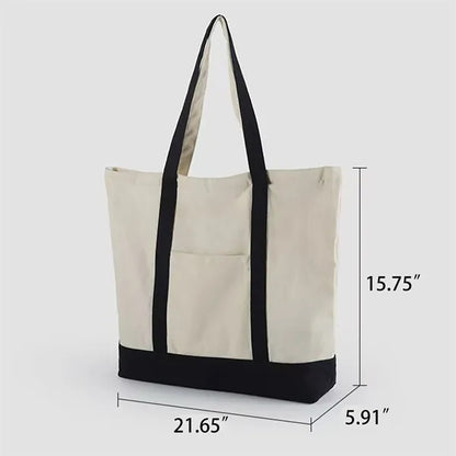 Large Capacity Customizable Tote Bag With Zipper Pocket