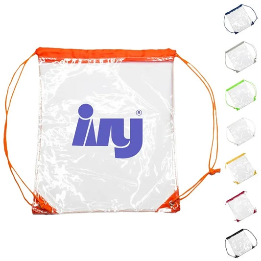 Clear PVC Drawstring Backpack w/ Matching Cinch Bag