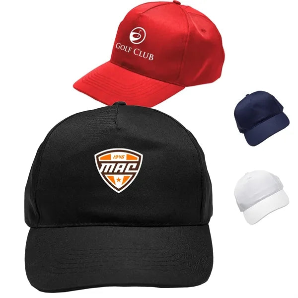 5 Panel Polyester Baseball Caps with Velcro Closure