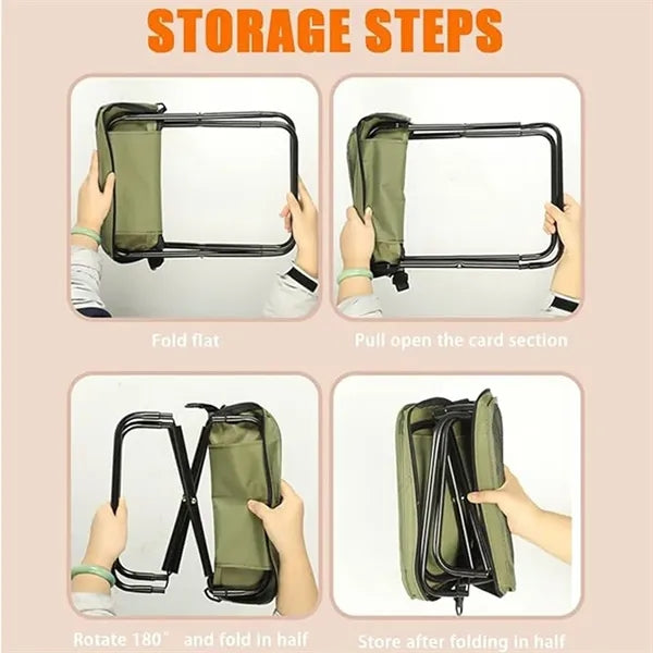 Outdoor Zipper Pack Camping Chair Foldable Backpack Stool