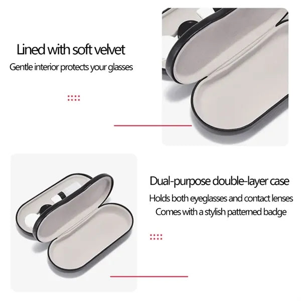 Double Layer Dual Purpose Glasses Case With Tweezers Mirror