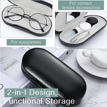 Double Layer Dual Purpose Glasses Case With Tweezers Mirror
