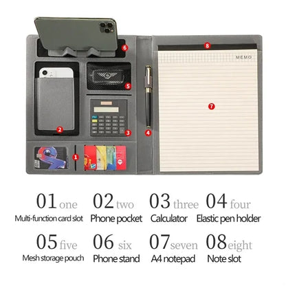 A4 Multifunctional Magnetic Folder With Calculator Notepad