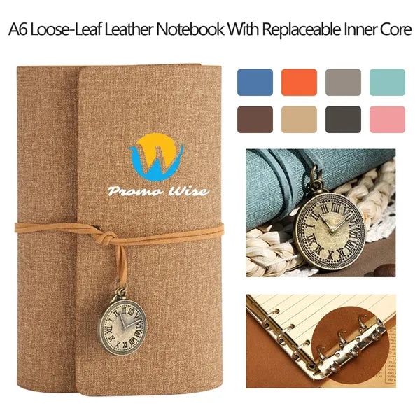 A6 Loose-Leaf Leather Notebook With Replaceable Inner Core