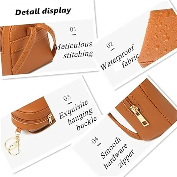 Mini PU Waterproof Earphone Coin Purse with Hanging Buckle