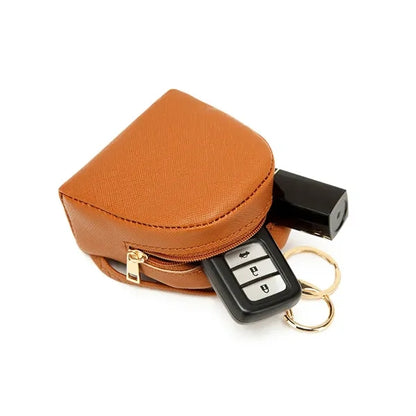 Mini PU Waterproof Earphone Coin Purse with Hanging Buckle