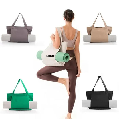 Canvas Tote Bag With Yoga Mat Carrier Pocket
